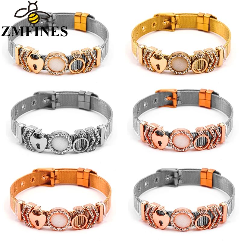 Korean Version New 10MM Stainless Steel Mesh Bracelets DIY Charm Keeper Bracelets Bangle For Women Men Jewelr