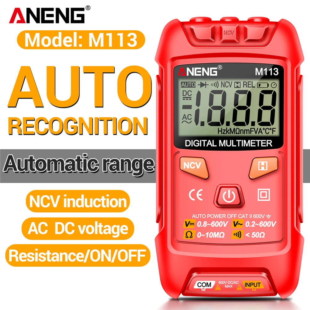 ANENG M113 cyfrowy Tester Mini multimetr AC/napięcie prądu stałego z NCV Data Hold 1999 zlicza Auto Mmultimetro True Rms miernik tranzystora