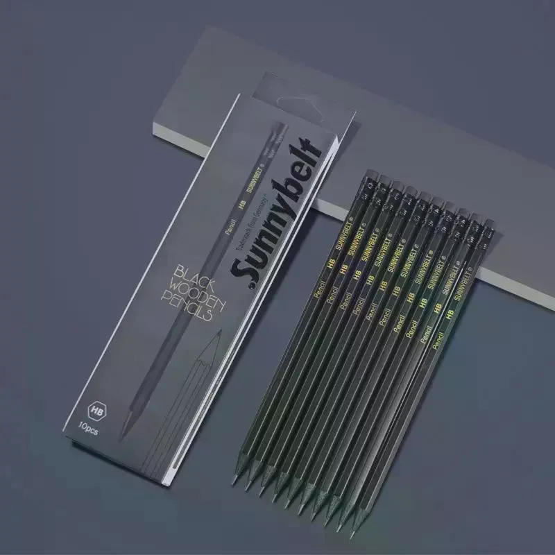 Black Wooden Pencils, HB Hexagonal Lead, Optional Writing Tools Pack. Durable For Writing During Exams 10-piece view 3