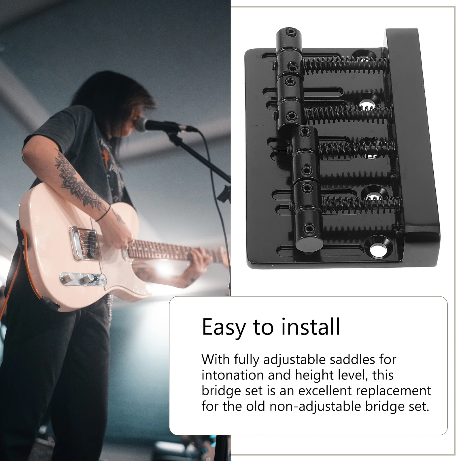 

Bass Bridge Electric Guitar Bridges Accessories Headless Durable Metal Saddle for