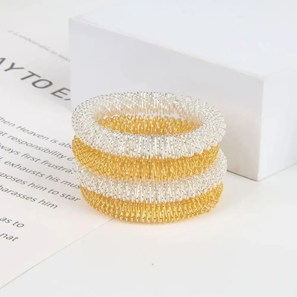 6PCS Relax Hand Wrists Relaxation Massager Chinese Style Gold/Silver Wrist Massage Ring Elastic 5.5cm Hand Acupuncture Bracelet