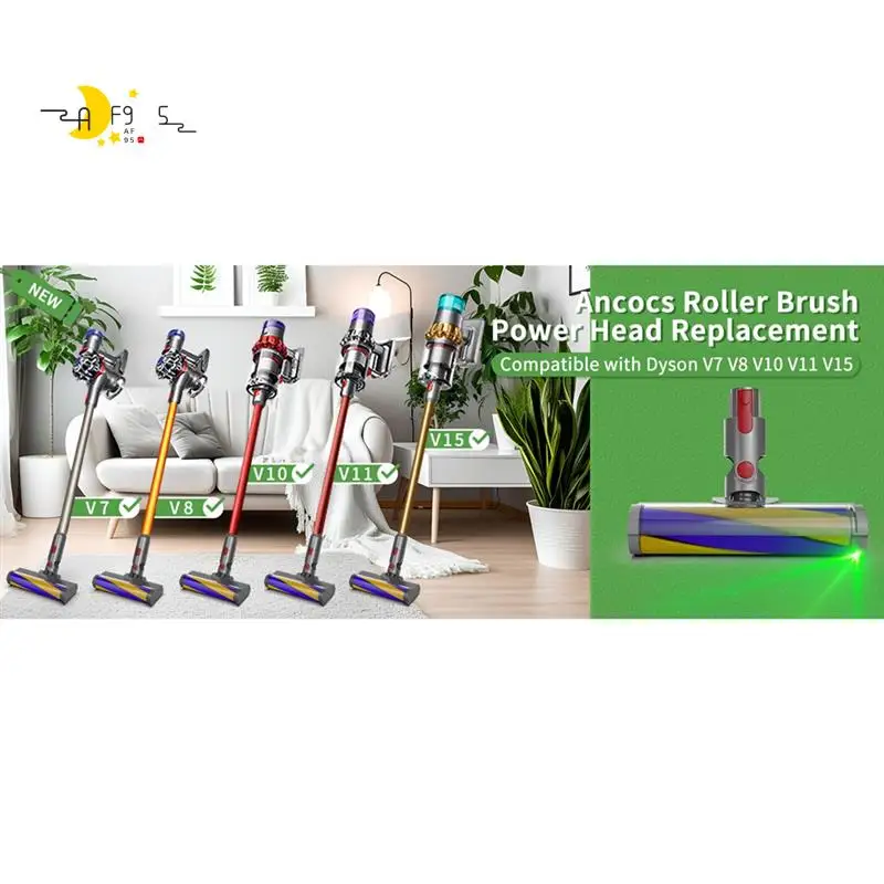 

AF95-Замена силовой головки роликовой щетки для пылесосов Dyson V7 V8 V10 V11 V15 с насадками для пола с зеленым лазерным светом