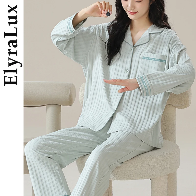 

ElyraLux Women's Pajamas Sleepwear for Autumn Spring Long Sleeve Trousers Sets Women's Night Underwear Winter Women's Clothing