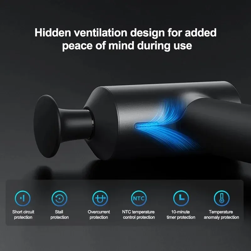 New MIJIA Fascia Gun 2 Dual Mode 3 Gear Hot Pack Mode Strong Power Intelligent Multiple Safety Protection Black