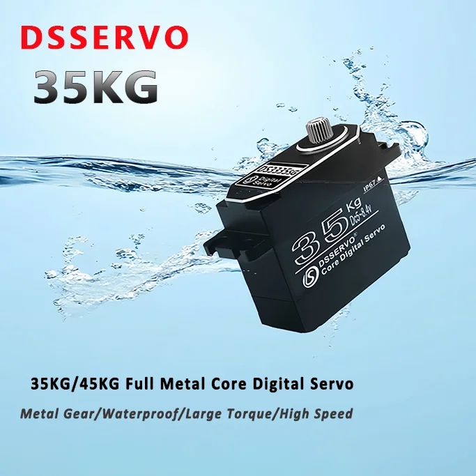 Servo de núcleo de motor sem escova, 35kg, 45kg, engrenagem de metal completa, grande torque, digital, rc baja, servo para carros rc escala 1/8 1/10 1/12