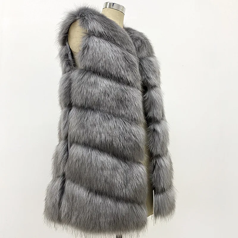 

Winter New Fashion Women's Solid Color Spliced Casual Trendy Loose O-neck Sleeveless Faux Fur Coats Female Vets Clothes Tops