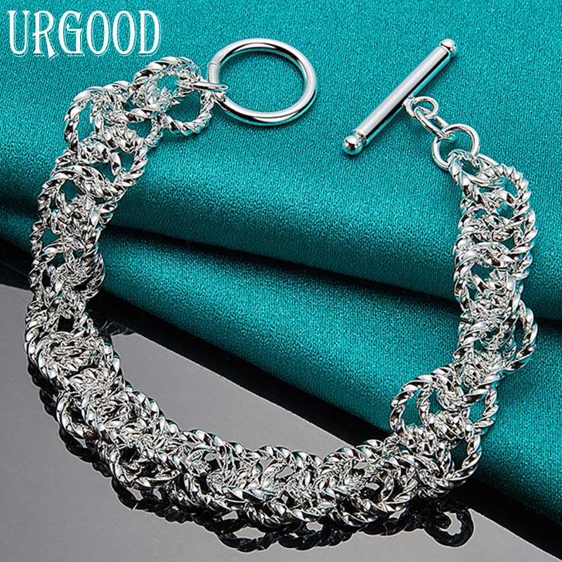 

925 Sterling Silver Twist Ring Bracelet Chain For Women Men Party Engagement Wedding Fashion Jewelry