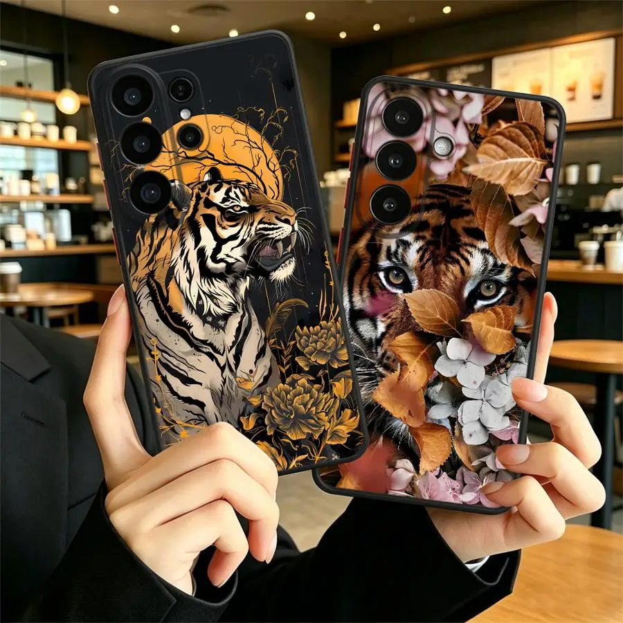 Tiger Floral Case for Samsung Galaxy S26 S24 Plus Note 20 Ultra 10+ S25 Ultra S20 FE S23 FE S22 S21 Funda Back Phone Cover