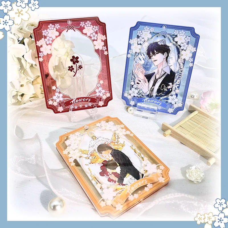 Fresh Spring Cherry Blossom Layered Acrylic Display Frame, Multi-Size Case for 3.5/6Inch Photos & 8/9/10cm Coaster Storage Decor
