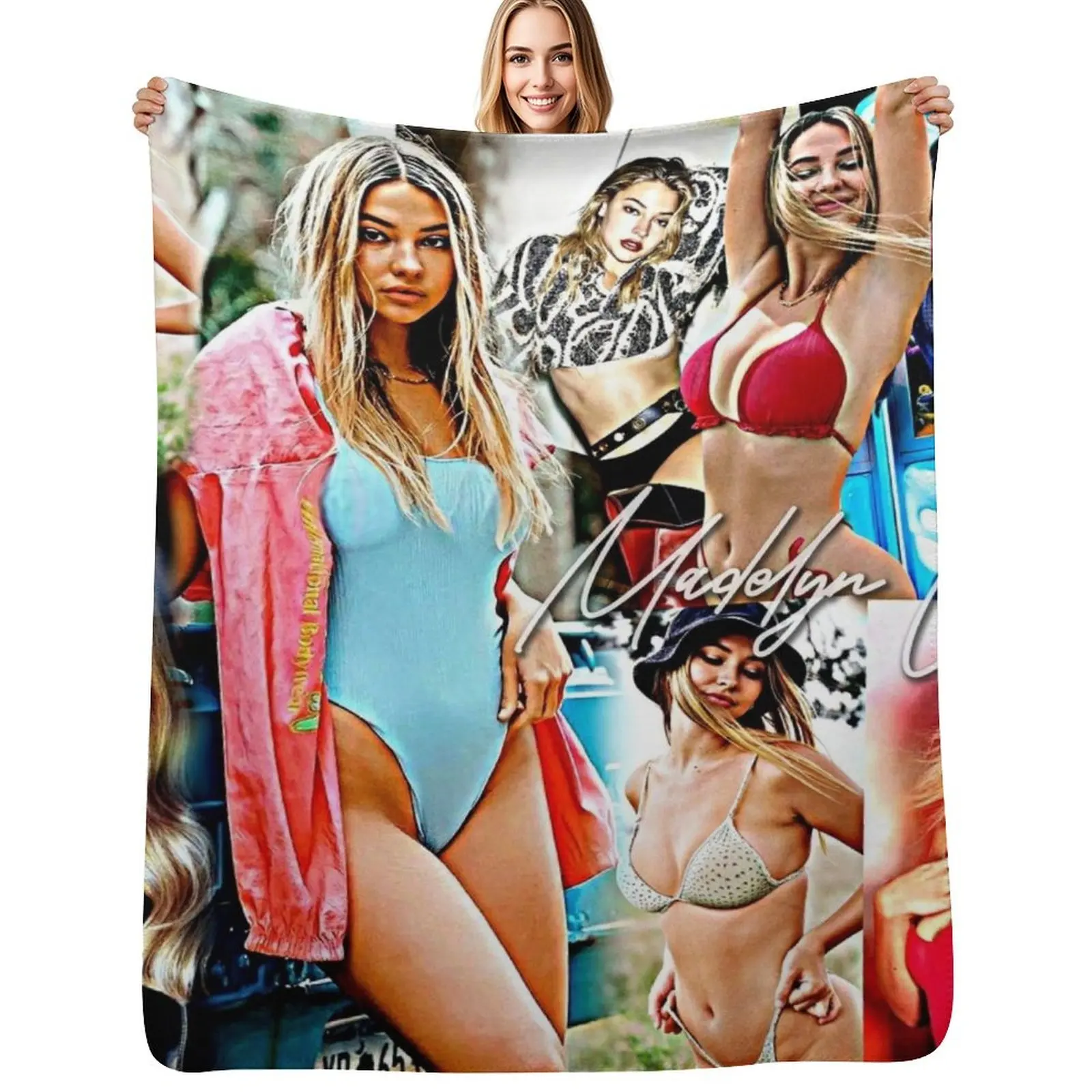 

Madelyn Cline Throw Blanket For Decorative Sofa Single Picnic manga Blankets