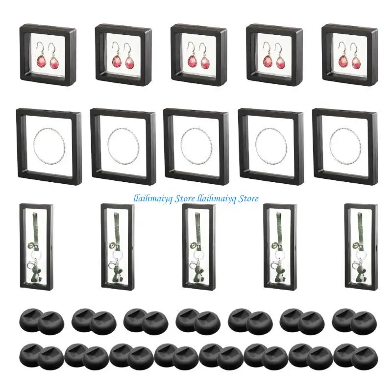 573B Suspended Transparent Jewelry Holder for Rings Rock Fossils Plastic Box With Easy Mount For Exhibitions
