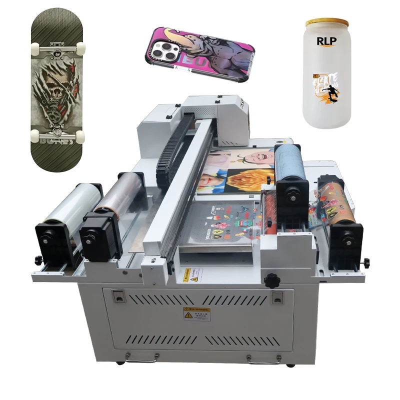 A1 6090 Roll-flat UV Printer CMYK+W+V DTF UV Printer UV DTF Printer With Laminator All-in-one