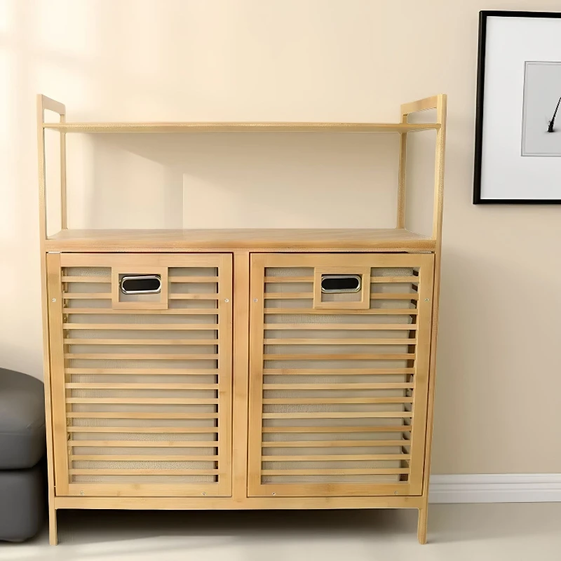 Minimalist Floor Storage Cabinet Multi-Layer Clothing Organizer Bamboo Laundry Basket for Bedroom Classification Home Organizer