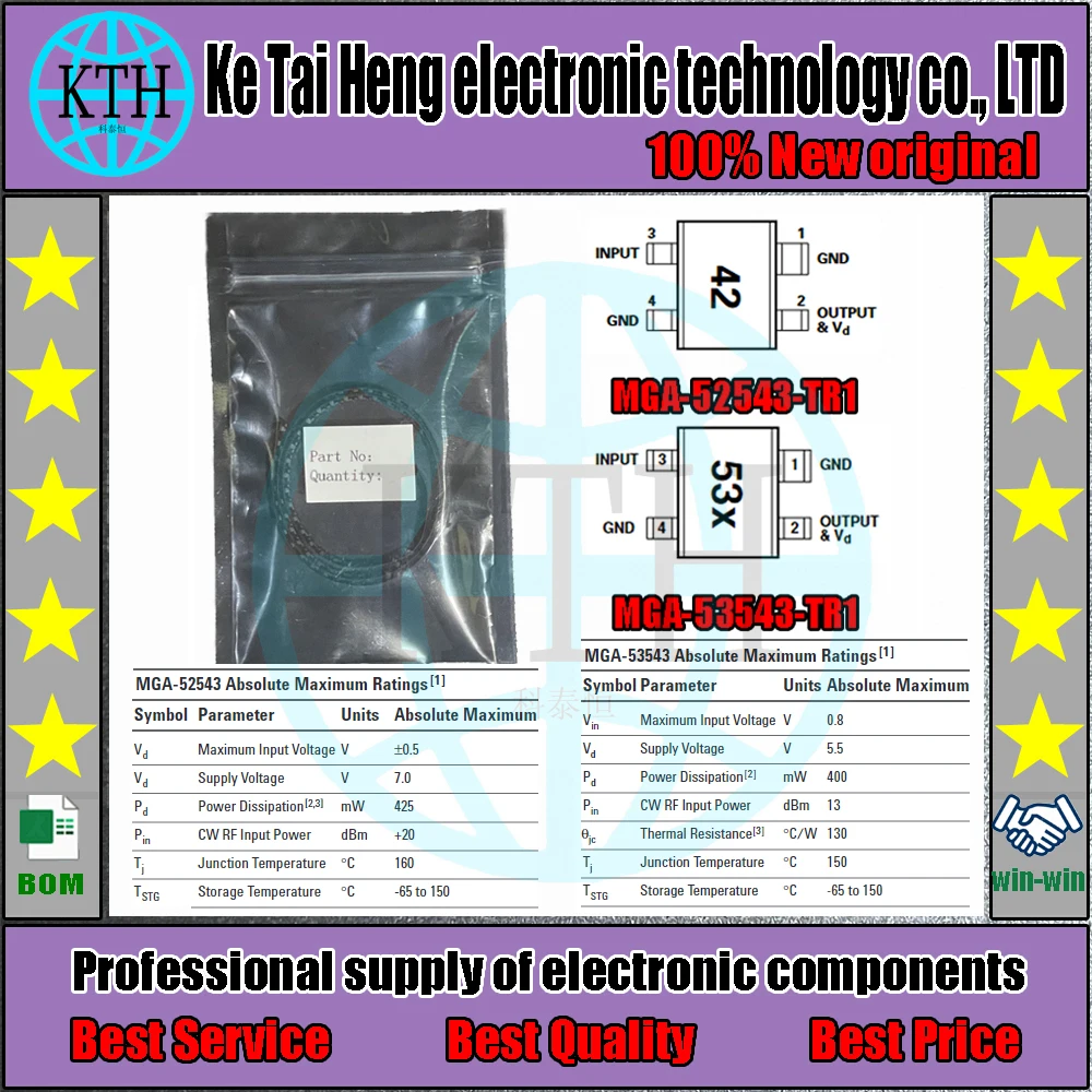 10 개/몫 MGA-52543-TR1 MGA-53543-TR1 MGA-53543 MGA-52543 SOT343