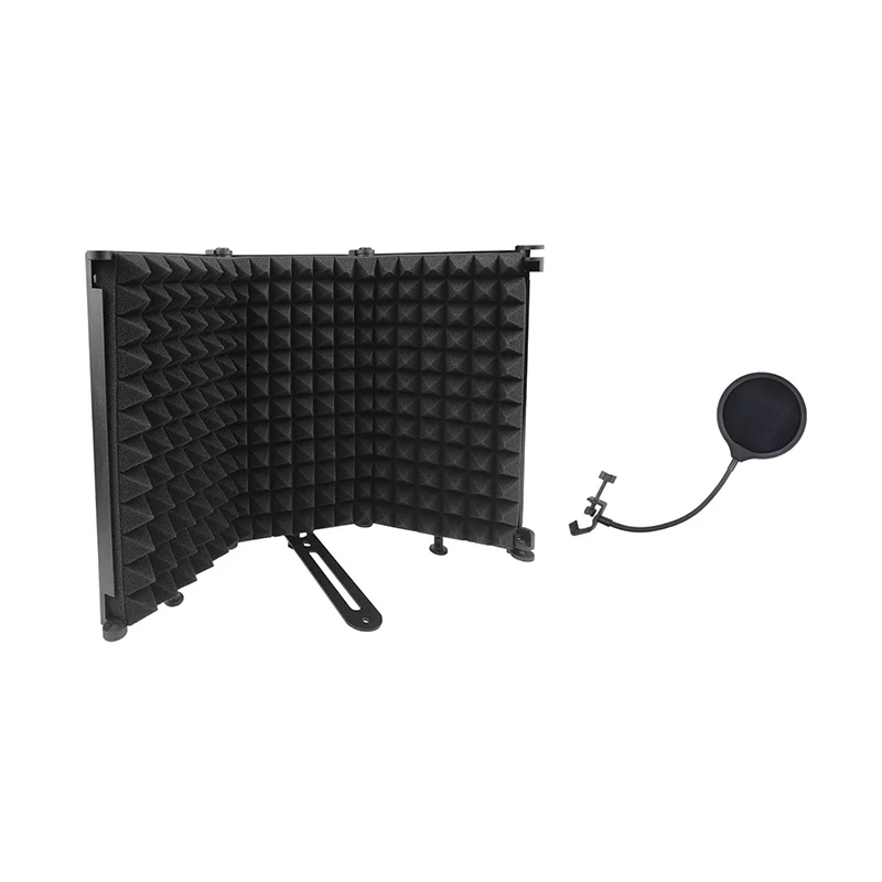 

Microphone Isolation Shield With Blowout Prevention Net,Absorbing Foam Reflector Folding Panel,For Blue Yeti,Etc(3 Fold)