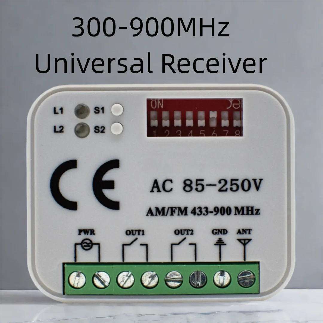 300-900MHz Universal Receiver For Garage Door Gate Remote Control 2CH Momentary AC DC 12V 24V 220V Switch Module
