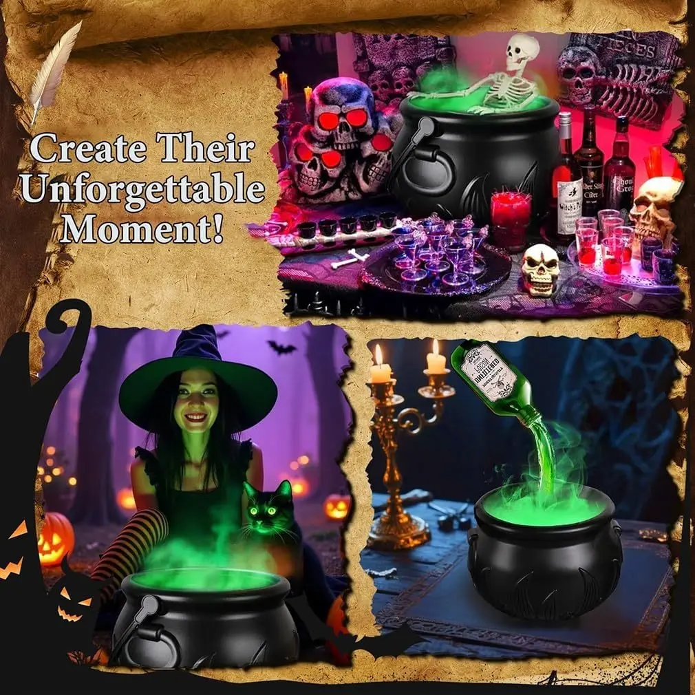 Halloween-Dekor-Set für den Innenbereich mit Hexenkessel, Spritzpistole, DIY-Schwimmtrank-Set, Vintage-Kunststoffschale, perfekt für die Party zu Hause