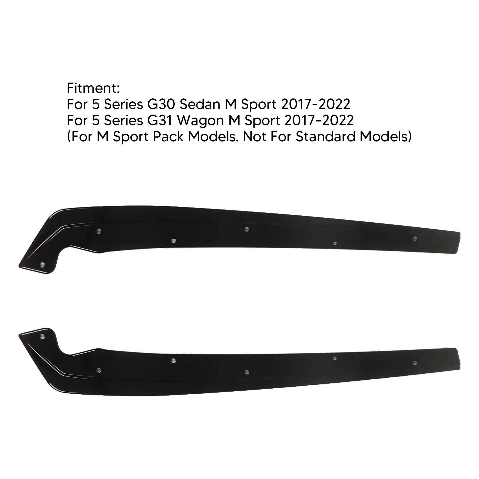 Glossy Balck Rear Bumper Side Splitters Flaps for 5 Series G30 G31 M Sport 2017‑2022