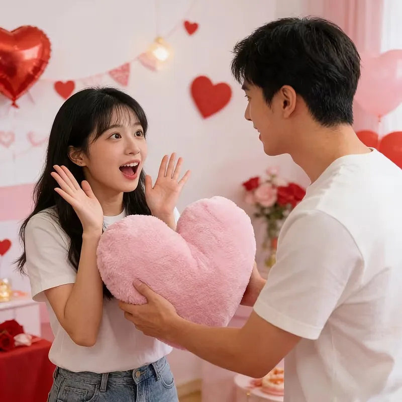 

Подарок на День святого Валентина, подушка в форме сердца, милая нечеткая декоративная подушка для домашнего декора, реквизит для фотосессии, романтические украшения, подушка