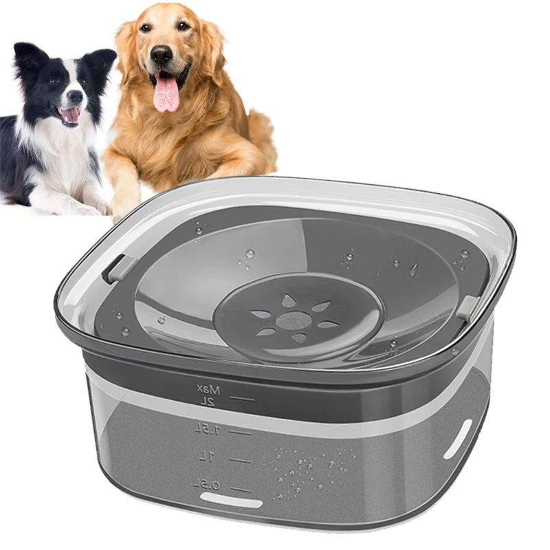 2L Large Capacity Dog Water Bowl Anti-splash Floating Dog Drinking Water Bowls for pet Cat Dog Slow Feeder water Dispenser bowl