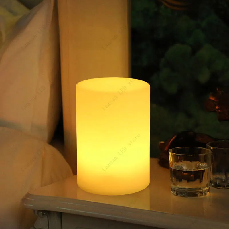 Lampu Silinder Isi Ulang RGB USB Tipe-C Lampu Meja LED Warna-warni Ornamen Silinder Bercahaya Portabel untuk Anak-anak sebagai Hadiah