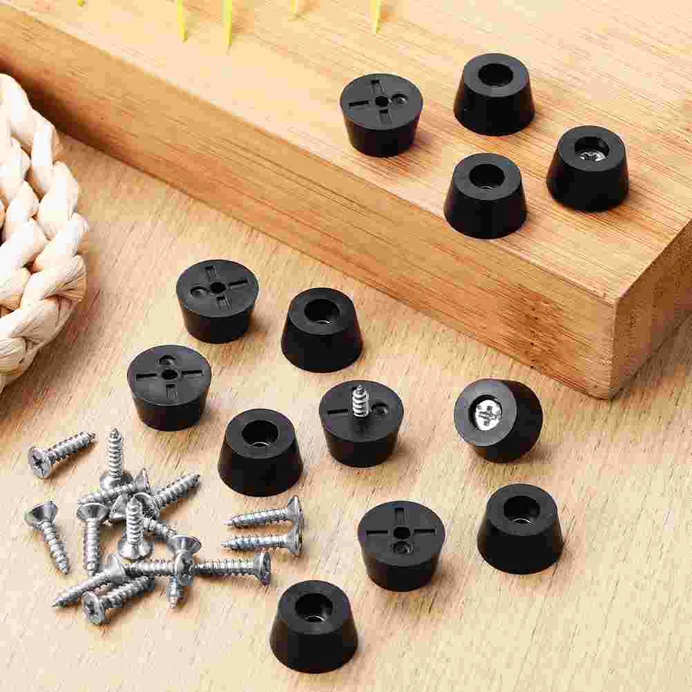 100 Pcs Cabinet Bumpers Furniture Shock Absorbing Feet Anti Skid Pads Floor Leg for Table Levelers Rubber Black Cutting Board