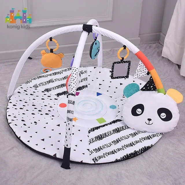 Konig-Centro de Actividades de gimnasio para bebés, plegable, suave y lavable, con almohada de Panda, juguetes para bebés de 0 a 6 meses