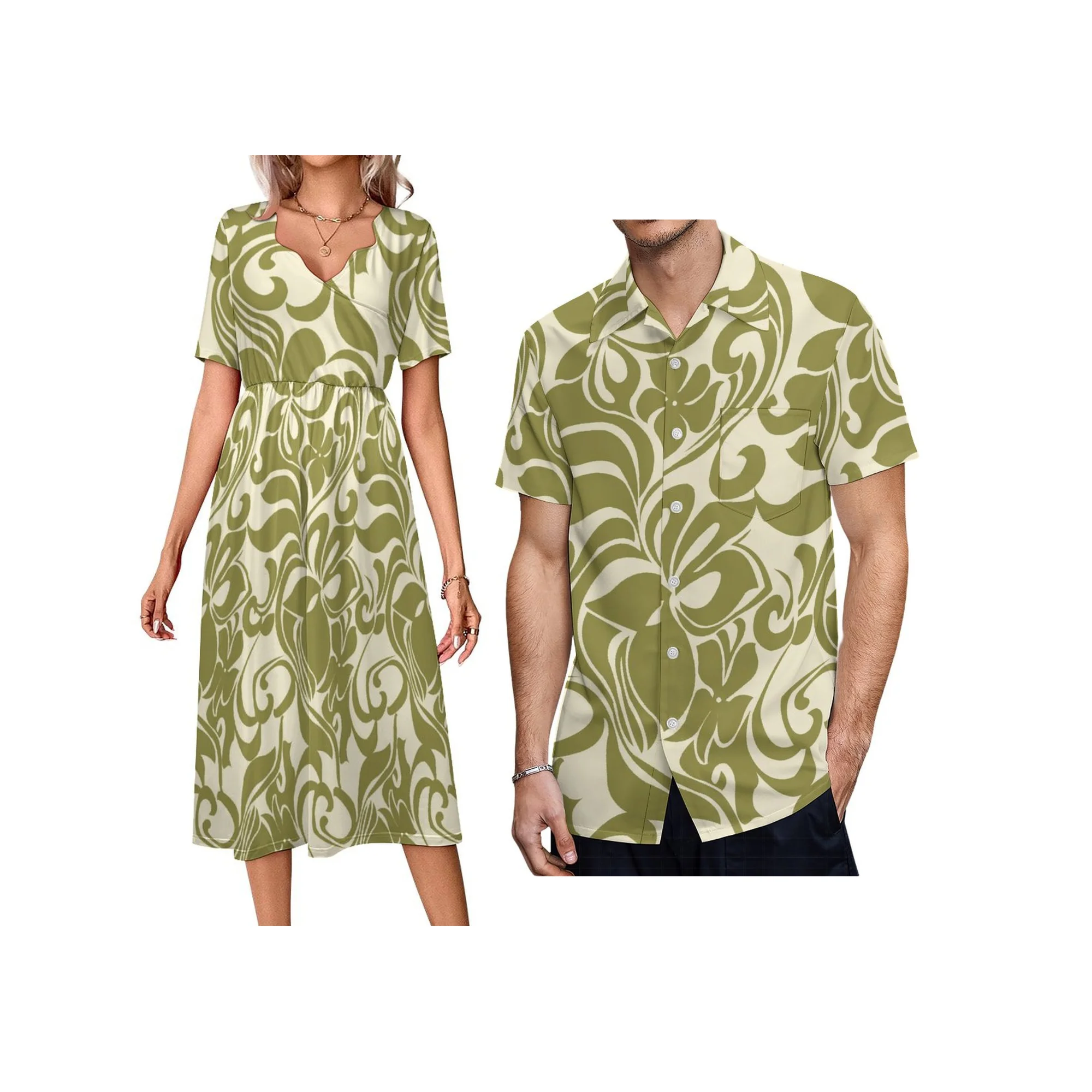 يشمل الضرائب فستان أبيض بتصميم كم قصير مخصص فيجي ساموا بولينيزيا القبلية طباعة فستان صيفي ناعم مريح للسيدات #4