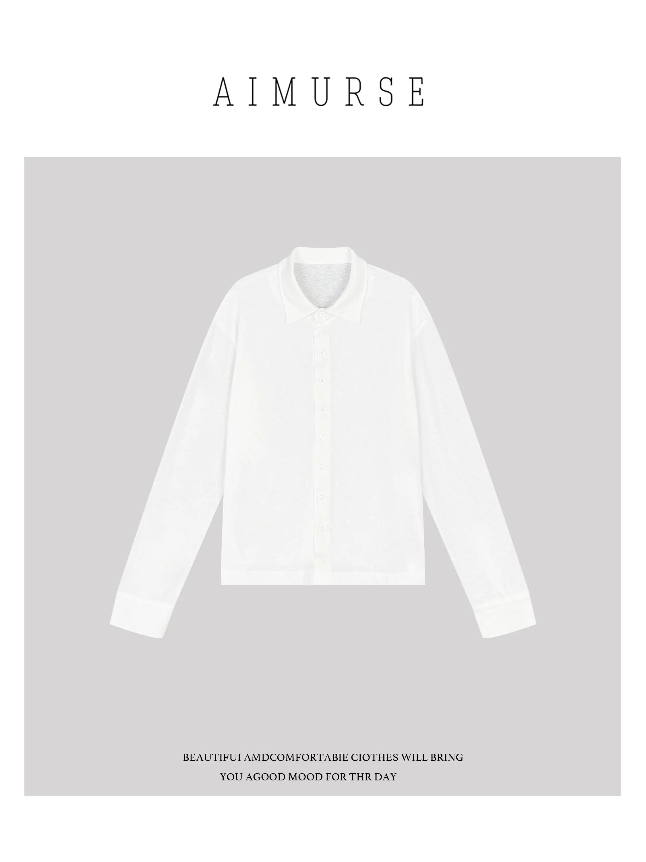 

AIMURSE Pure Cotton Casual irt Simple Versatile AIMURSE AM7030 Breathable Comfortable Long Sve Straight Cut