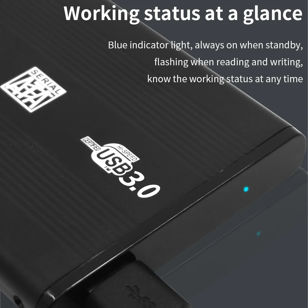 TISHRIC HDD Case Sata To Usb 3.0 2.0 Adapter 2.5inch Serial Port SATA SSD External Hard Drive Box HDD Enclosure Support 10TB