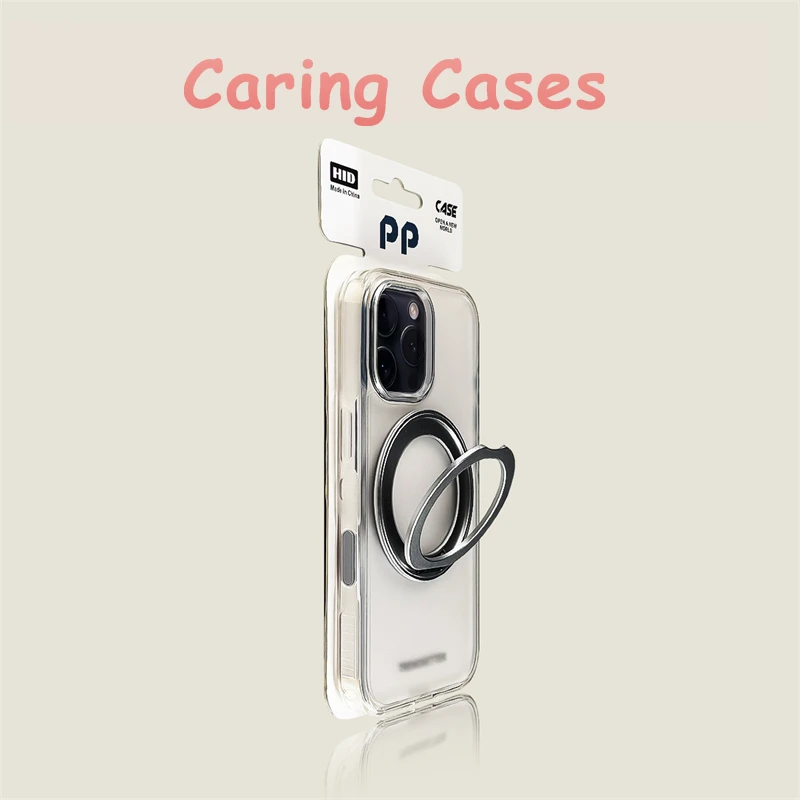 For iPhone 16 Pro Max Case Titanium Silver Magnetic Stand with Camera Button Matte Semi-Transparent Cover