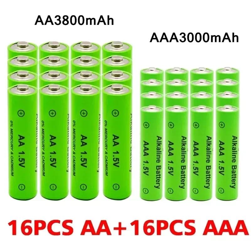 AA + AAA Rechargeable AA 1.5V 3800mAh / 1.5V AAA 3000mah Alkaline Battery Flashlight Toys Watch MP3 Player Replace Ni-Mh Battery