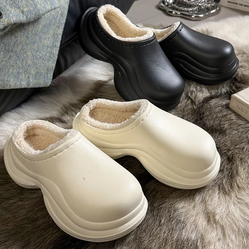 

EVA Winter Women's Slippers Home Casual Plush Luxury Designer Woman Shoes Indoor Platform Fuzzy Fur Slides Fashion Soft Sole