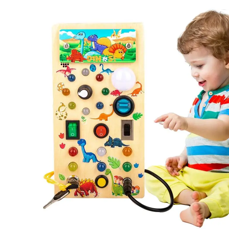 

Busy Sensory Switches Cartoon Wooden Sensory Toy Activity Board Pre-Kindergarten Toys To Exercise Sensory Perception For