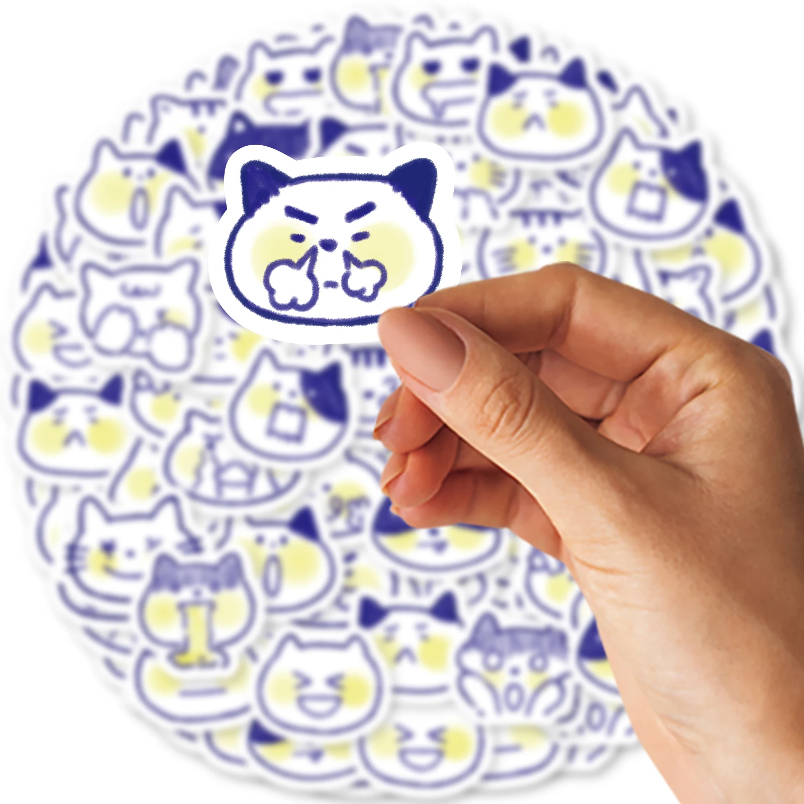 40 Stück niedliche blaue Katzen-Cartoon-Graffiti-Aufkleber, verziert für Laptop, Motorrad, Koffer, klassisches Spielzeug, Sammelalbum, wasserdichte PVC-Aufkleber