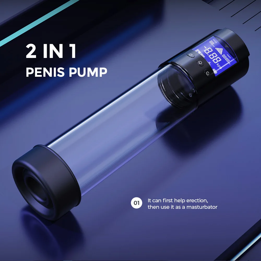 Male Vacuum Pump Penis Pump LCD Erector Stretching Trainer Masturbation Airplane Cup Male Exercise Enlarger Adult Sex Products