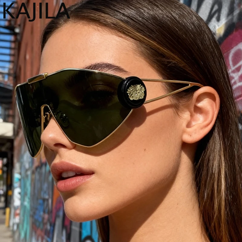 المتضخم التفاف حول قناع النظارات الشمسية النساء 2025 العلامة التجارية الفاخرة خمر قطعة واحدة حملق يندبروف الشرير ظلال درع نظارات شمسية