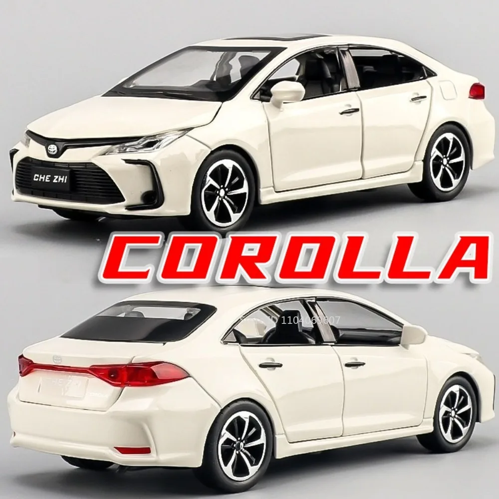 1:32 Corolla Crown Alloy Model Car Toys Metal Diecast Doors Opened Pull Back Sound Light Rubber Tires Decoration Cars Models