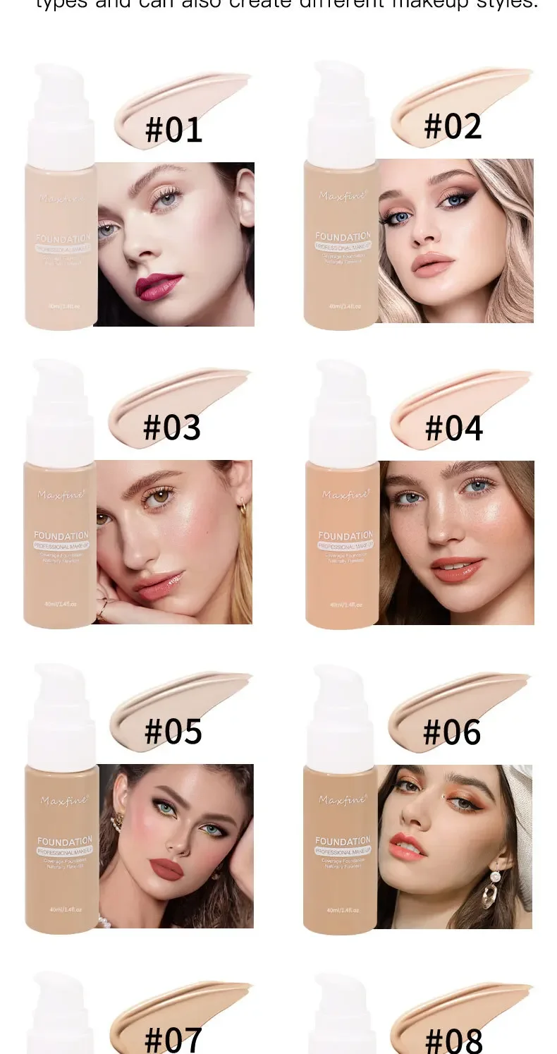 Bronze Liquid Foundation Make-up, Deep Skin, Effective Concealer, Matte, Oil Control, Durable Waterproof, Wheat Tone and Liquid