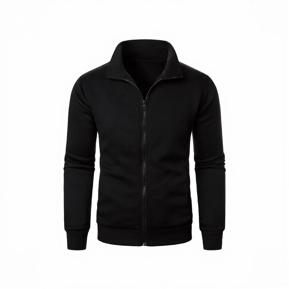 Men's Solid Color Casual Jacket Polyester For stand-Up Collar Zipper Long Sleeve Streetwear Spring Winter M-2XL