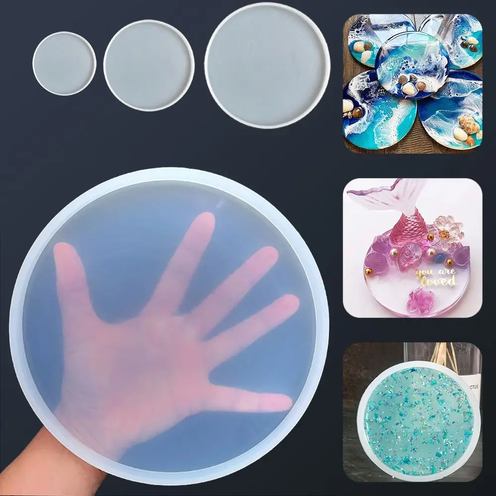 Transparent Fluid Arts Round Coaster Resin Casting Molds Silicone Epoxy Jewelry Pendant Agate Making Mould Tool DIY Accessories