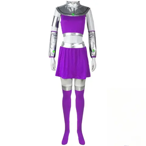 Starfire Cosplay Costume Princess Koriand'r Skirt Dress Up with Gloves Socks for Halloween Anime Comic Con Starfire Outfits