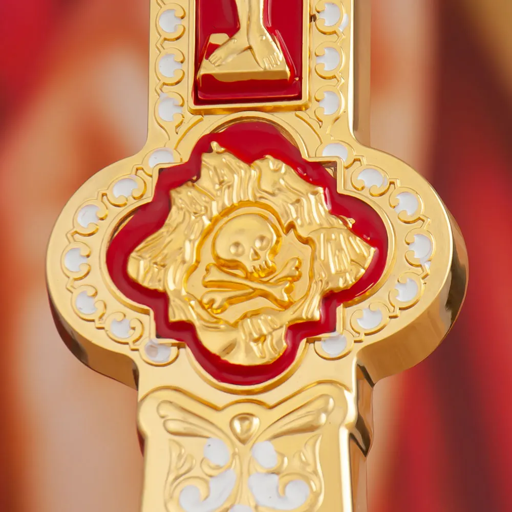 HTISOK Orthodoxes Kreuz Jesus-Kruzifix Zinkbeschichtetes Gold Gebets-Handkreuz Anbetung Hochzeit Religiöses Geschenk Orthodoxes Wandkreuz – Detail 5