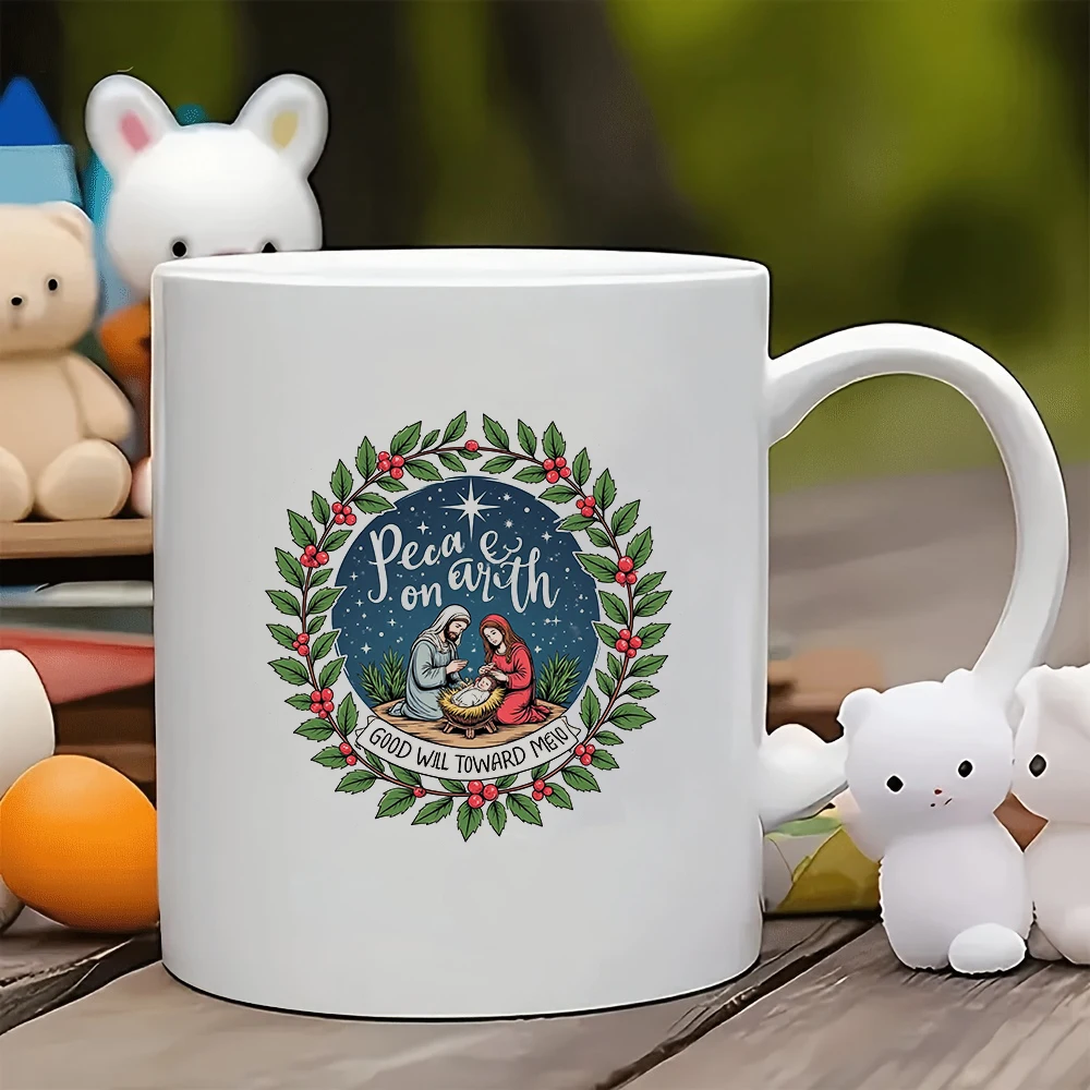 

11oz Cup + Customized Christmas Themed Illustration Christmas Gift Kids Water Bottle Family Office Coffee Cup Set