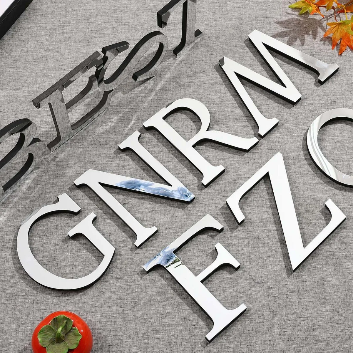 English letter acrylic mirror wall sticker, multi-color self-adhesive digital letter acrylic wall sticker
