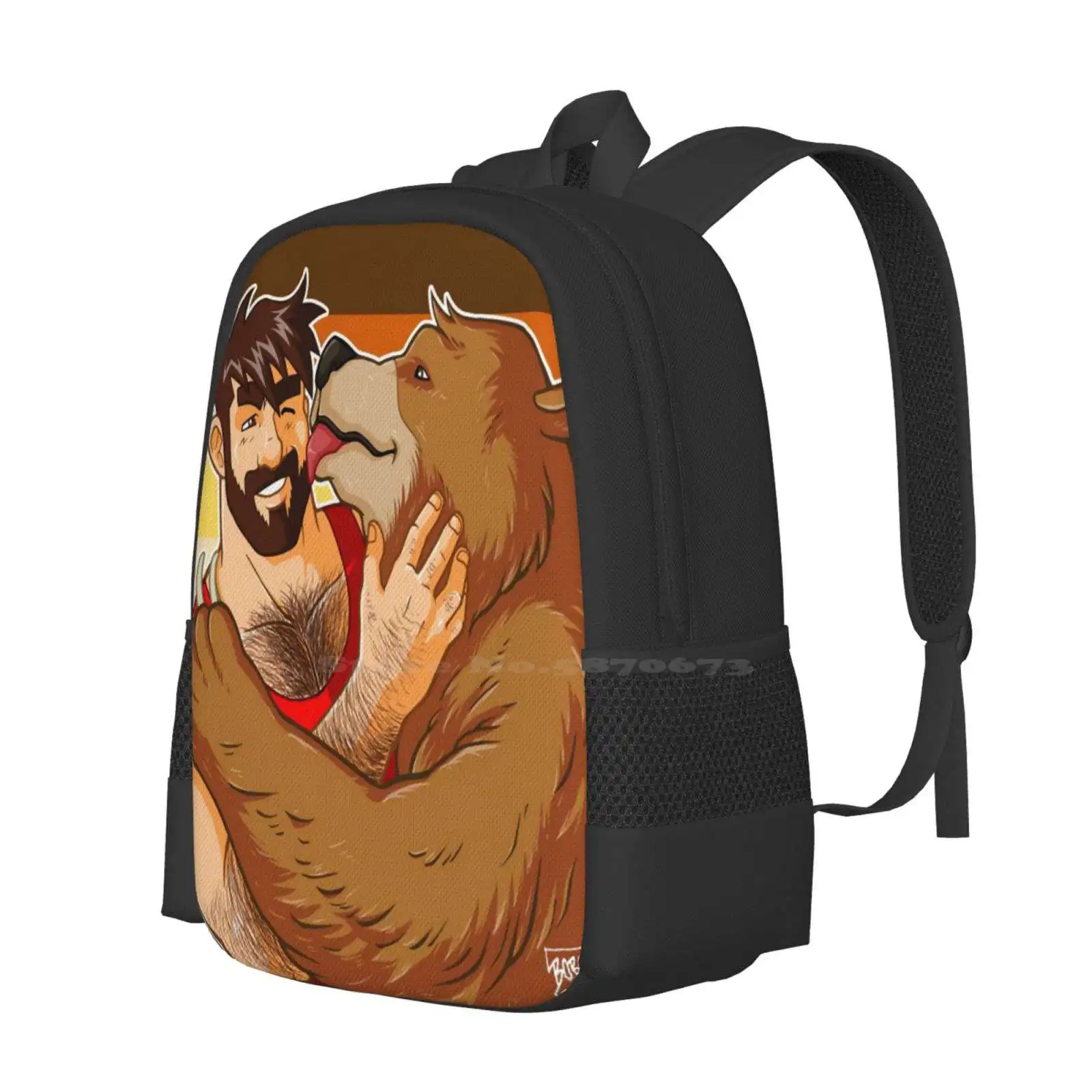 Bear Kiss-Bear Pride Teen College Student Backpack Pattern Design Bags Bobobearart Bobo Bear Bobo Nisi Gay Bear Gayart Gay Art