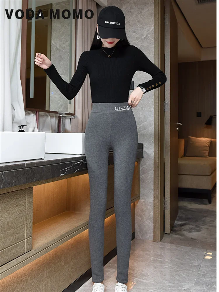 Winter Warm Lambwool Leggings Women Fleece Lined Thermal Tights Ankle-Length Pants Female Hight Waist Skinny Fitness Leggings