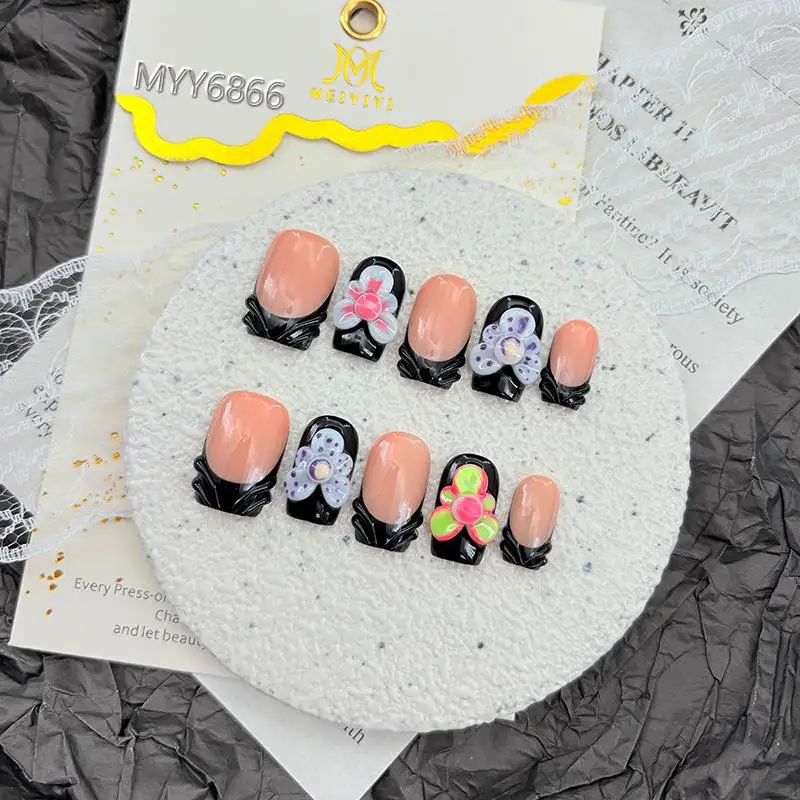 

24Pcs Short False Nails with Shimmery Powder Ballet Nail Art Full Cover French Sheer Wearable Nail Manicure Tips for Girls Daily