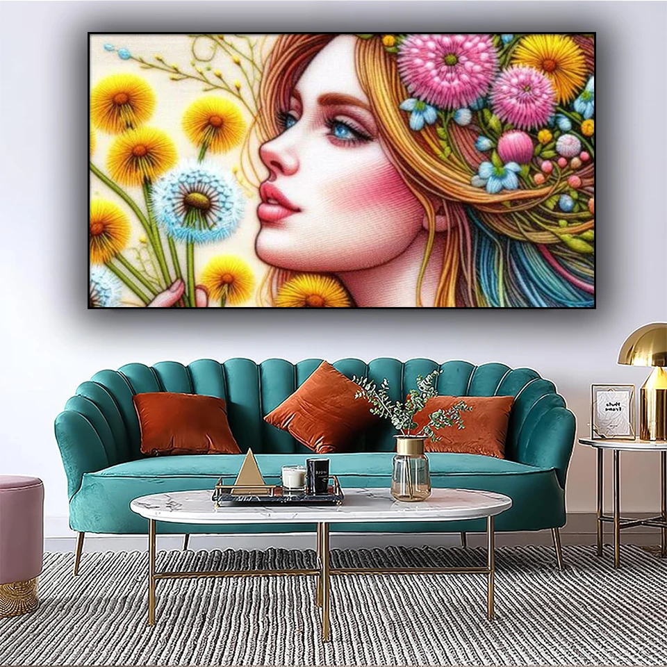 Dandelion woman DIY 5D Diamond Painting Kits New 2025 Cross Stitch Kits Diamond Embroidery pretty Portrait For Home Decor