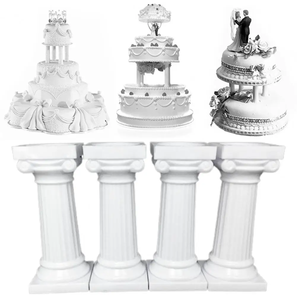 

4Pcs/Set Cake Rods Roman Column Cake Stands Wedding Banquet Cake Standing Pillars Cake Decorating Stands Cake Tiered Stands